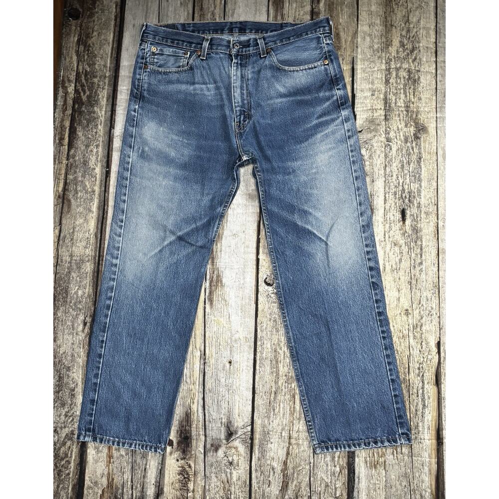 Levis 505 Jeans Men's 38x30 Regular Straight Blue Denim Wash Jeans Cotton Casual